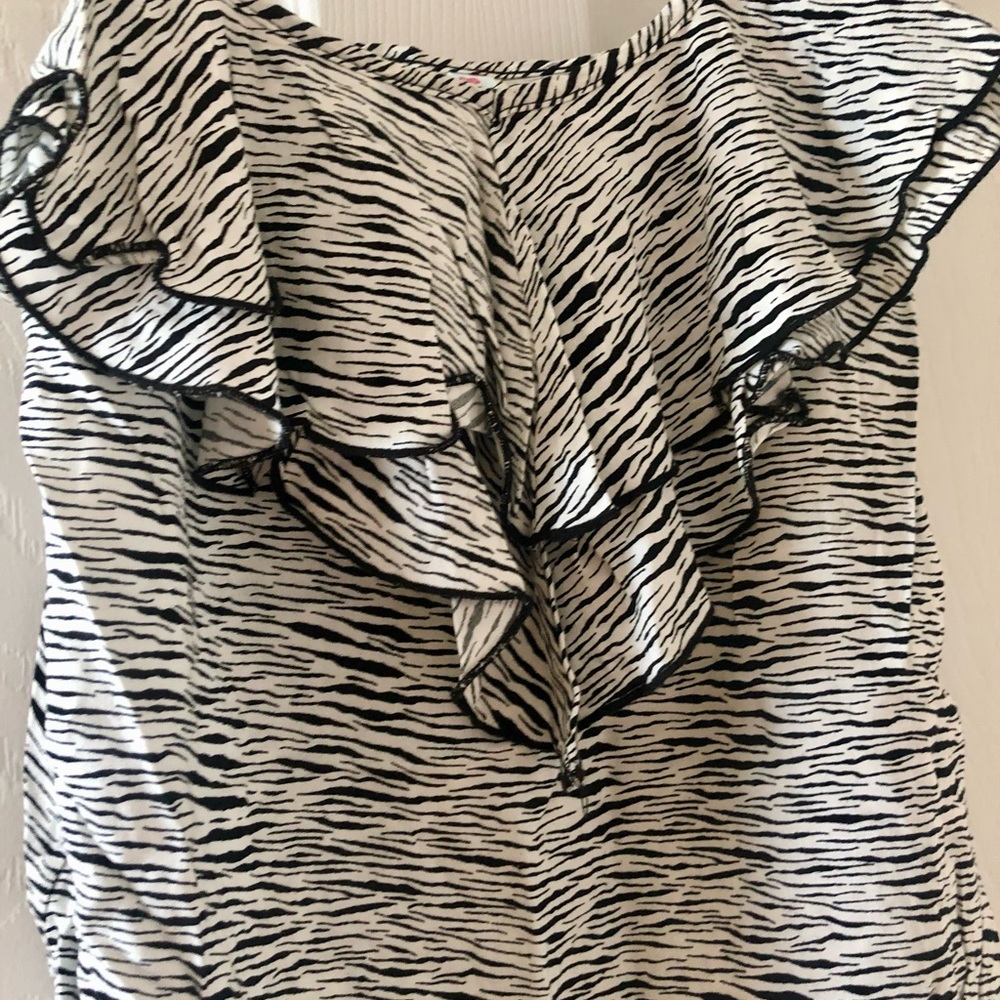 Zebra Print Ruffle Tank Top - Size XS - Picture 3 of 4